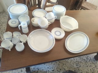 Vajilla 100 piezas porcelana azul y blanco