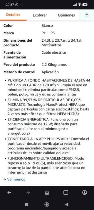 Purificador de aire Philips Blanco