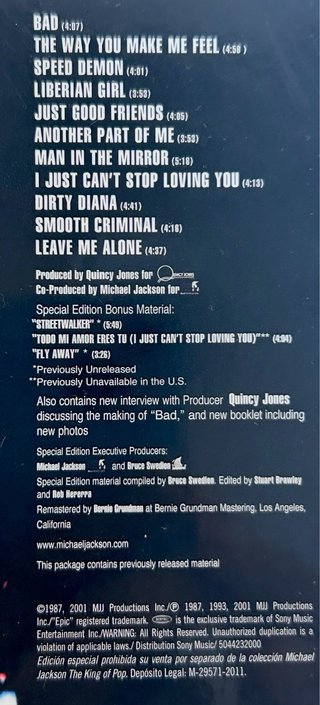 PRECINTADO CD BAD + LIBRO LEGEND-MICHAEL JACKSON S