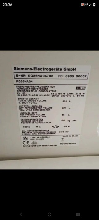 Cajón inferior congelador frigorífico Siemens