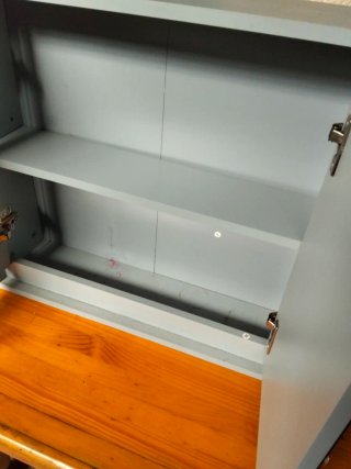 Mueble baño espejo madera y cristal