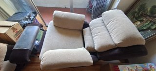 Sofá individual multiposición tela beige nuevo