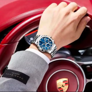 Reloj POEDAGAR Hombre Cronógrafo Azul Plata