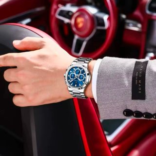 Reloj POEDAGAR Hombre Cronógrafo Azul Plata