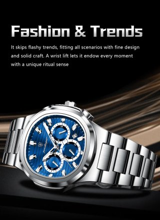 Reloj POEDAGAR Hombre Cronógrafo Azul Plata