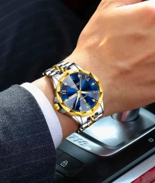 Reloj Poedagar Hombre Azul y Dorado