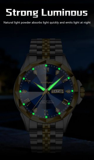 Reloj Poedagar Hombre Azul y Dorado