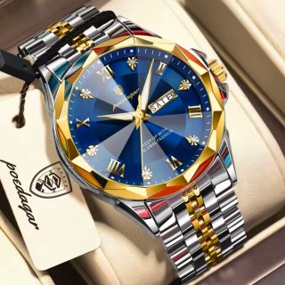 Reloj Poedagar Hombre Azul y Dorado