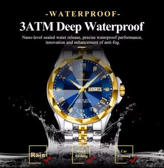 Reloj Poedagar Hombre Azul y Dorado