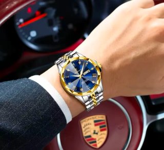 Reloj Poedagar Hombre Azul y Dorado