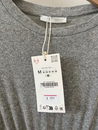 Camiseta Zara gris goma fruncida M