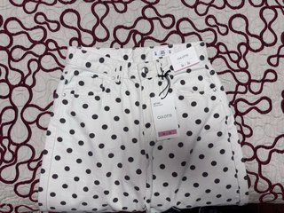 Jeans culotte nuevos blancos con lunares