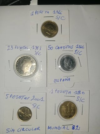 12 Monedas España Eurocent s/c  y Pesetas s/c