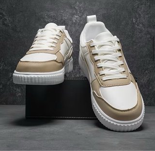 Zapatos casuales hombre beige y blanco