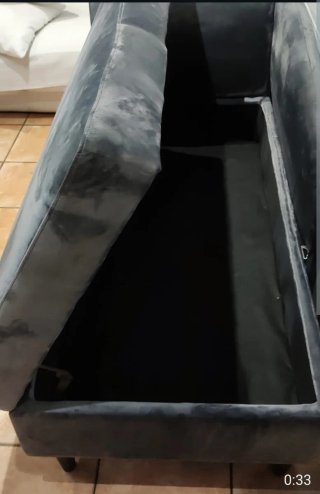 Sofá Chaise Longue Gris Terciopelo