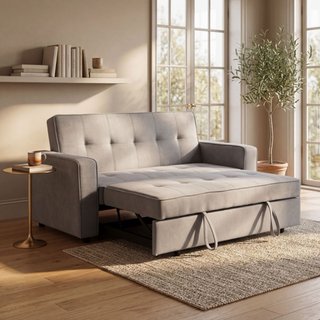 Sofá Cama Gris Tela cystal rol