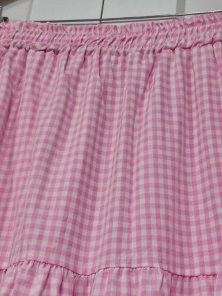 Falda larga cuadros vichy rosa
