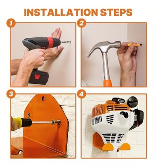 2 Soportes de Pared para Desbrozadora Naranja
