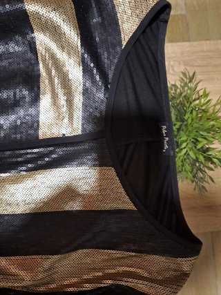 Top lentejuelas negro y dorado talla única