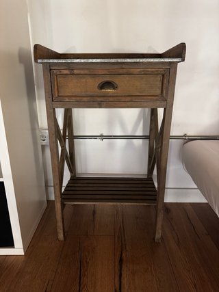 Mesa auxiliar rústica madera y zinc