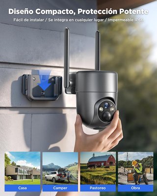Cámara Wi-Fi Exterior 2K Inalámbrica Batería
