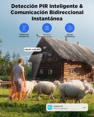 Cámara Wi-Fi Exterior 2K Inalámbrica Batería