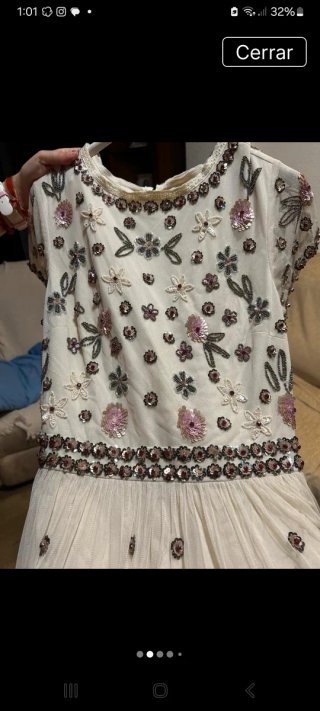 Vestido fiesta pedrería gasa