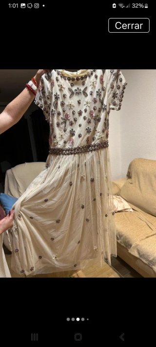 Vestido fiesta pedrería gasa