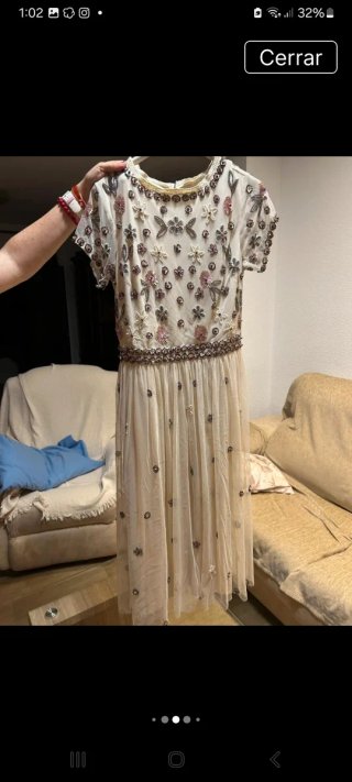 Vestido fiesta pedrería gasa