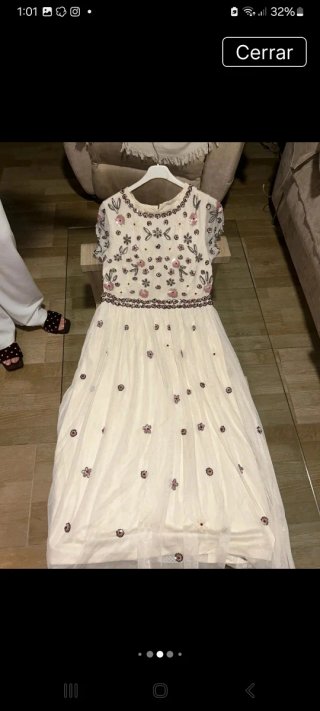 Vestido fiesta pedrería gasa