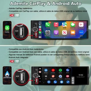 Radio Coche 1 DIN CarPlay Android Auto