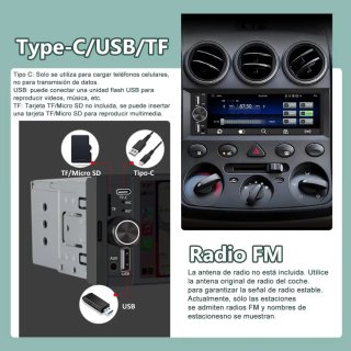Radio Coche 1 DIN CarPlay Android Auto