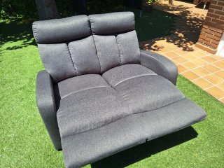 Sillón reclinable 2 plazas tela gris