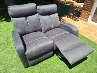 Sillón reclinable 2 plazas tela gris