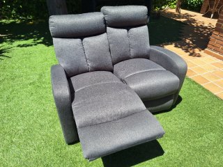 Sillón reclinable 2 plazas tela gris