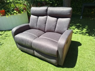 Sillón reclinable 2 plazas tela gris