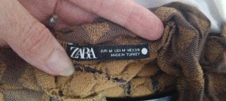 Vestido Zara M Marrón Cuello Alto