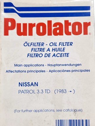 Filtro aceite NISSAN PATROL 3.3 TD (83->)Purolator