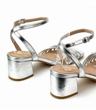 Sandalia tacón plata talla 39