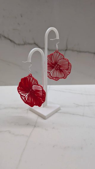 Pendientes Flor Amapola Gancho Plata 925
