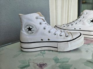 Converse plataforma caña alta blancas