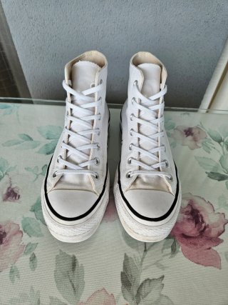 Converse plataforma caña alta blancas