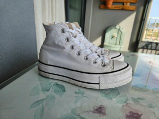 Converse plataforma caña alta blancas