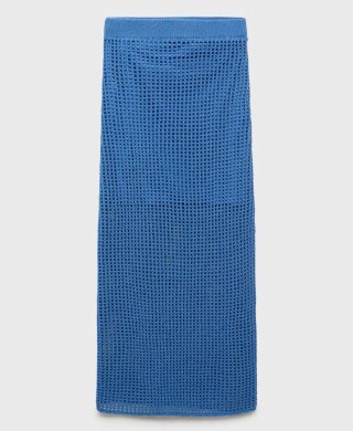 Falda larga crochet azul