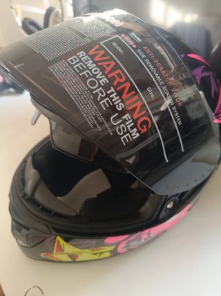 Casco Integral LVS Negro Rosa Morado
