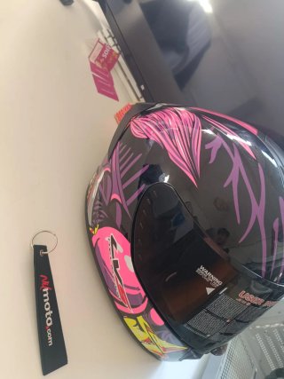 Casco Integral LVS Negro Rosa Morado