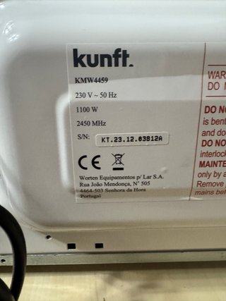 Microondas KUNFT 1100W Blanco 20L