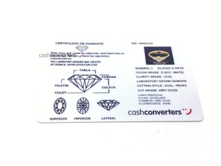 anillo oro 18k con piedra con diamante de laboratorio t. 17 (18,16 mm)