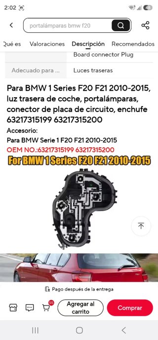 Portalámparas BMW Serie 1 Izquierdo