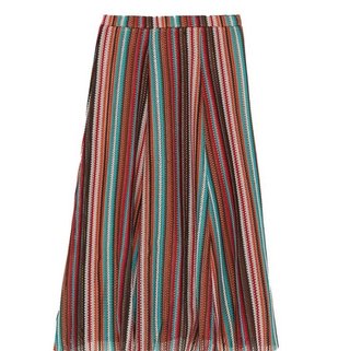 Falda larga de rayas multicolor de Zara. Talla S